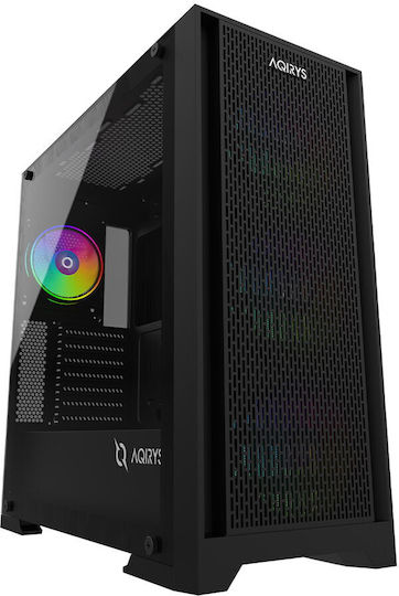 Aqirys Avior Gaming Midi Tower Κουτί Υπολογιστή με Πλαϊνό Παράθυρο και ARGB Φωτισμό Μαύρο
