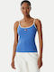 Women's Summer Cotton Top with Spaghetti Straps Navy Blue