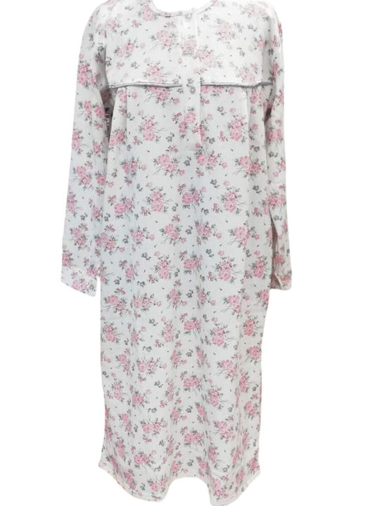 Nina Club Winter Cotton Women's Nightgown Ecru-...