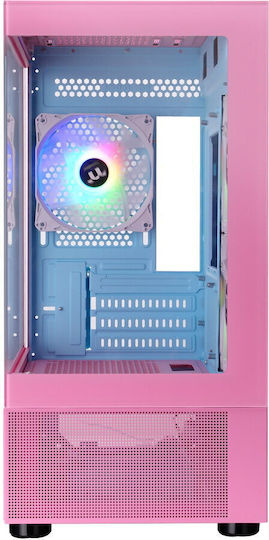 Thermaltake View 170 TG Gaming Micro Tower Computer Case with Side Window and ARGB Lighting Pink