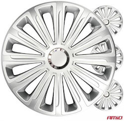 AMiO Car Hubcaps 14 Inches Silver 4 Pieces AMiO Car Hubcaps 14 Inches Silver 4 Pieces