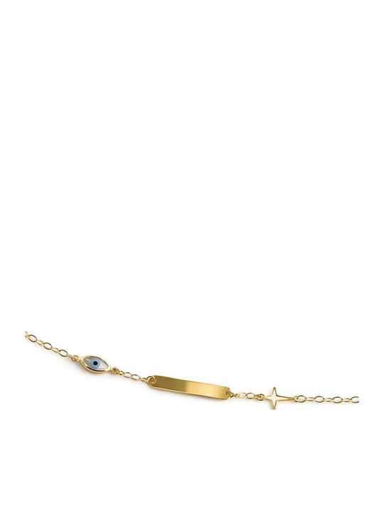 Paraxenies Women's Chain Bracelet with Eye Design in 9K Gold