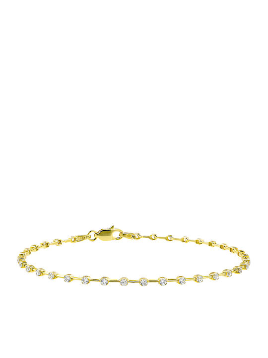 Women's Gold Bracelet with Zircon 14K 18cm