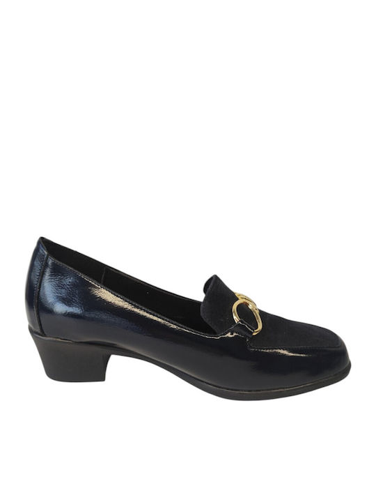 Leather Women's Moccasins in Navy Blue Colour