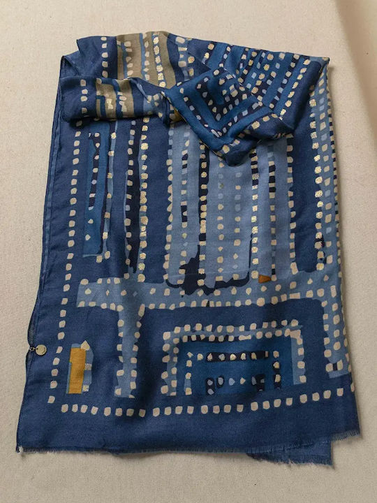 Fragola Damen Seidenschal Blau