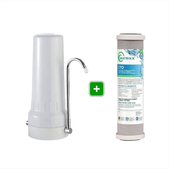 Atlas Filtri Depural Top Single Countertop Water Filter System with Matrikx CTO 021978 Replacement Filter