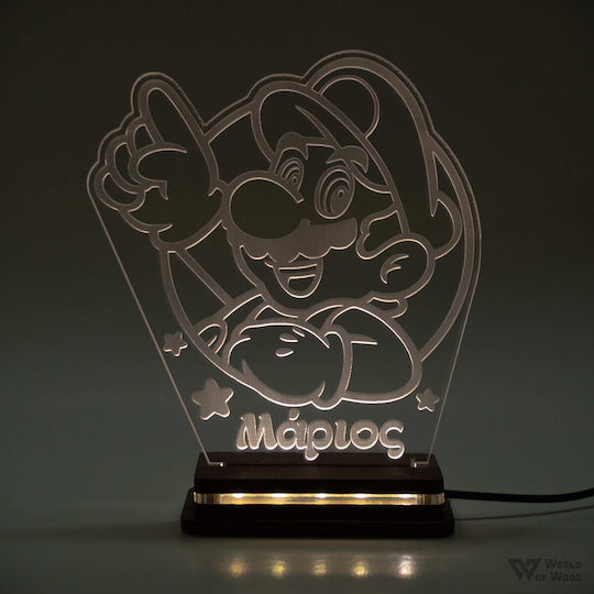World of Wood LED Kinder Tischlampe Super Mario Weiß 18x16cm