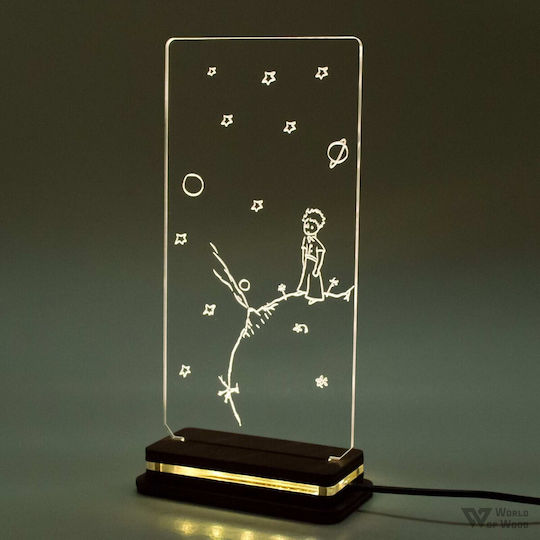 World of Wood LED Детска Декоративна Лампа Малкият Принц Бяла 22x10cm