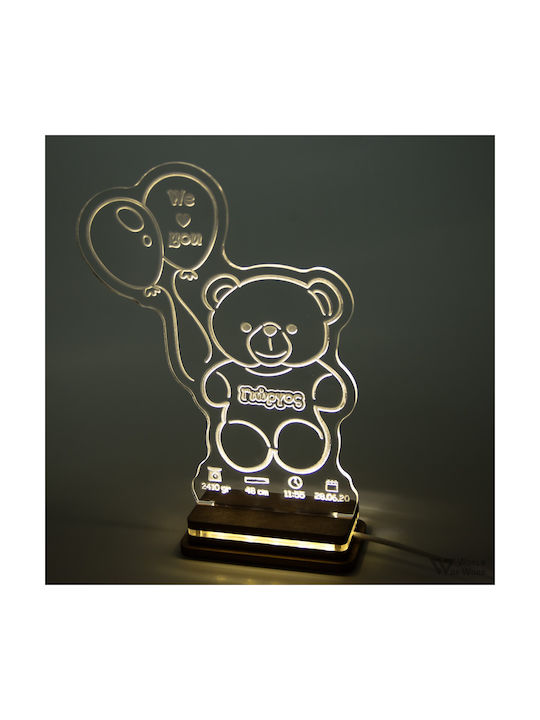 World of Wood Led Kids Decorative Lamp White 22x17cm