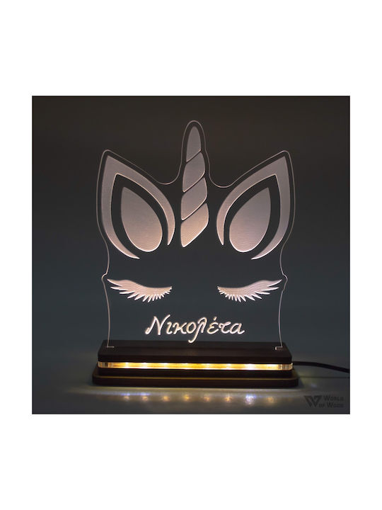 World of Wood LED Детска Декоративна Лампа Unicorn Многоцветна 19x16cm