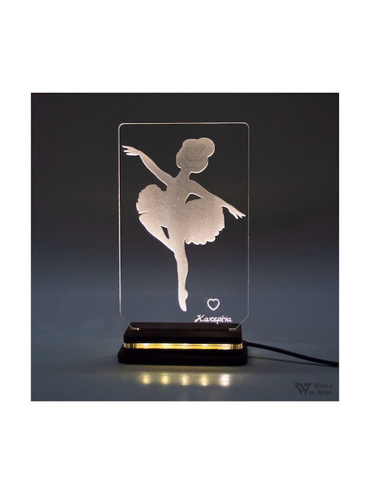 World of Wood Led Kids Decorative Lamp Ballerina Pirouette White 19x11cm