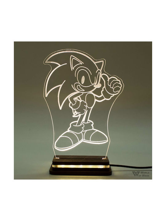 World of Wood Led Kids Decorative Lamp Sonic The Hedgehog White 21x15cm