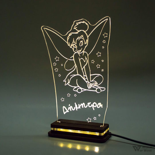 World of Wood LED Kinder Tischlampe Tinker Bell Weiß 21x14cm