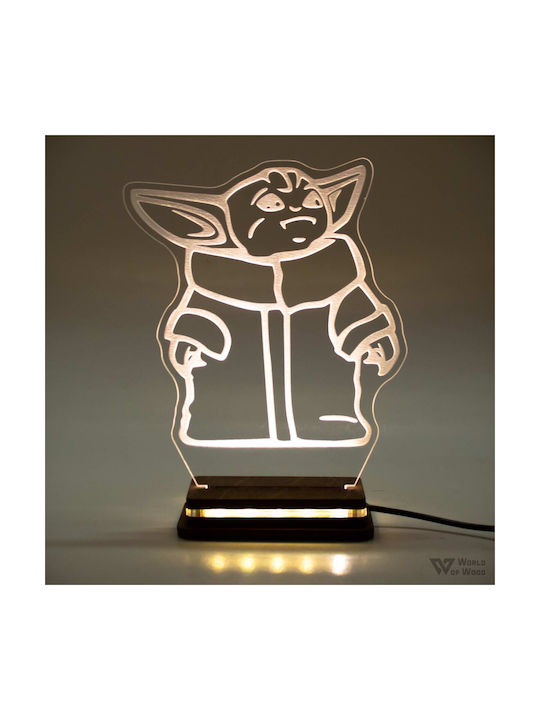World of Wood Led Kids Decorative Lamp Star Wars - Baby Yoda White 20x16cm
