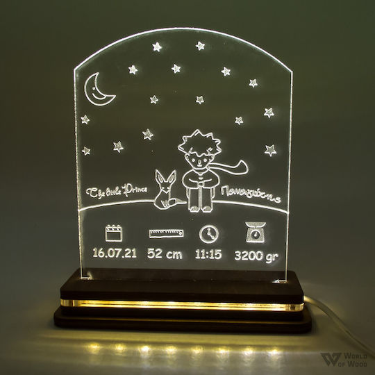 World of Wood LED Детска Декоративна Лампа Малкият Принц Многоцветна 22x17cm