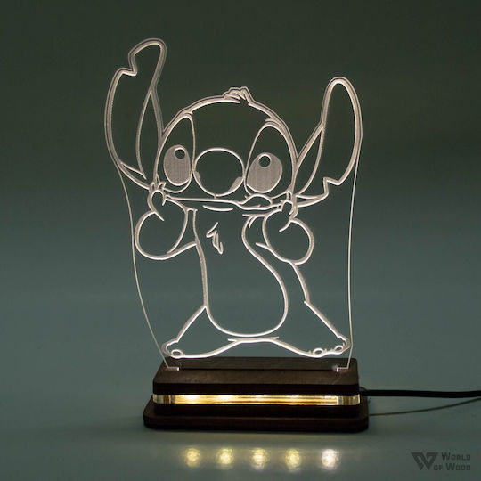 World of Wood LED Kinder Tischlampe Stitch Weiß 18x13cm