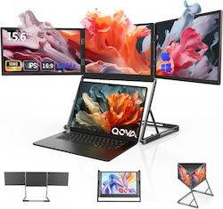 Qova Tragbarer Dreifach-Erweiterbarer Monitor Laptop 15,6 Zoll Full HD Ips 3 Monitore 1080p Bildschirm Extender Usb-c Hdmi Verbindung 60hz 300 Nits Kompatibel Windows Mac Linux Verstellbarer Ständer Plug and Play 16:9 Anzeige Laptops 11-18 Zoll