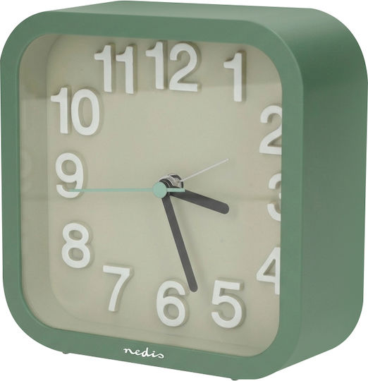 Nedis Analog Table Alarm Clock Silent Chime Snooze Function Green