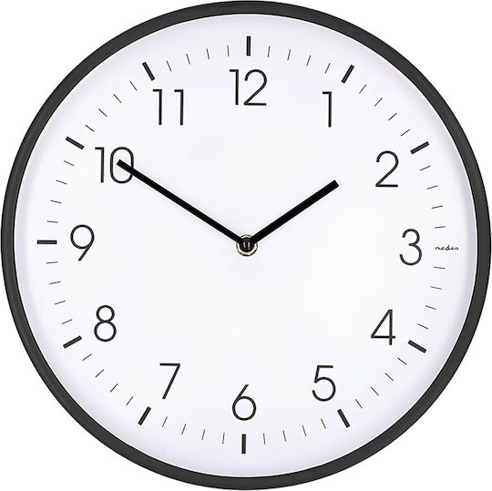 Nedis 30 Cm Wall Clock Silent Movement Lightweight Frame White Black