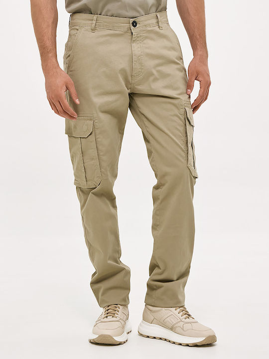 Cargo Elastic Trousers in Regular Fit Beige