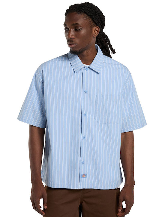 Dickies Short Sleeve Striped Light Blue Shirt