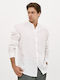 Long Sleeve Linen Shirt in Regular Fit White