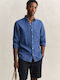 Long Sleeve Linen Shirt in Regular Fit Royal Blue