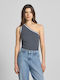 Women's Off-Shoulder Striped White and Blue Blouse