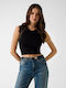 Damen Crop Top Ärmellos Schwarze