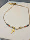 Гривна Anklet Многоцветни Бисери Кръст Златна