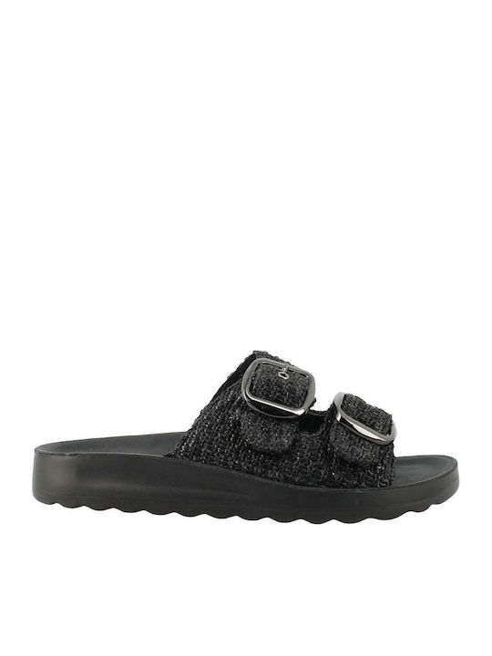 Antrin Women's Black Flat Sandals