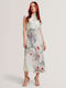 Summer Midi Dress for Wedding Christening Satin Floral