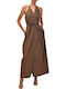 Summer Maxi Evening Dress Brown