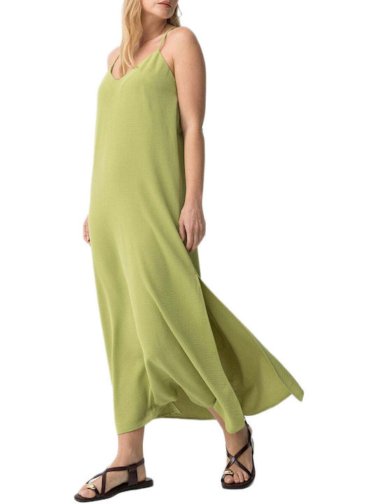 Tiffosi Summer Midi Dress with Tearing Green