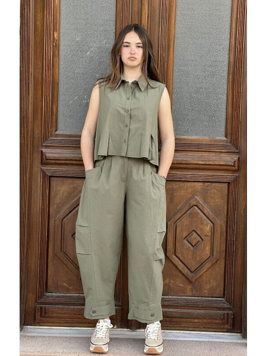 Women's Fabric Trousers Khaki