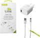 Lime Braided USB-A to Lightning Cable 21W Λευκό 1m LTU22