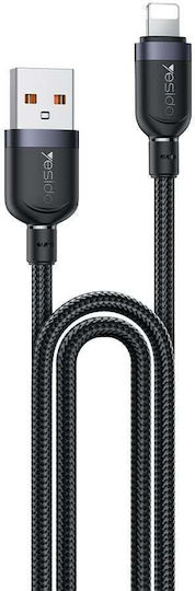 Yesido Braided USB-A To Lightning Cable 12W Black 2m