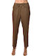 Women's Fabric Trousers with Rubber Band Brown