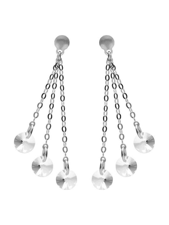 Victoria Cruz Silver Earrings with Stones