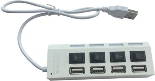 Hub 4 Ports with USB-A Connection White