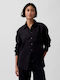 Long Sleeve Women's Linen Shirt Black