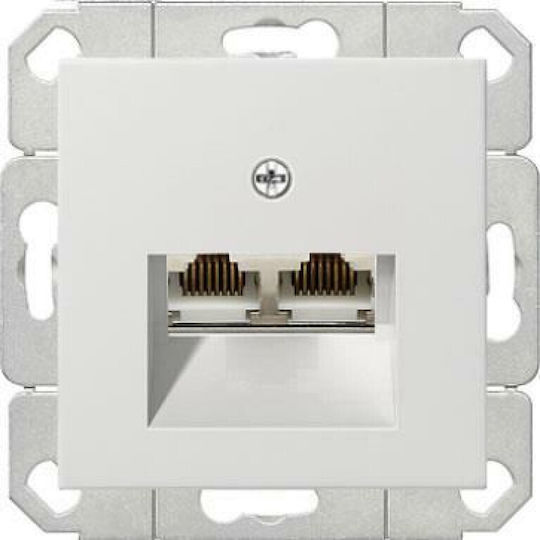 Computer Socket Doubles Rj45 Cat 6 Gira System 55 Matt White