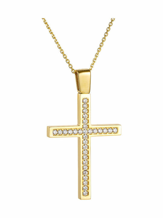 Kritsimis Vergoldeter Kreuz 14K mit Kette