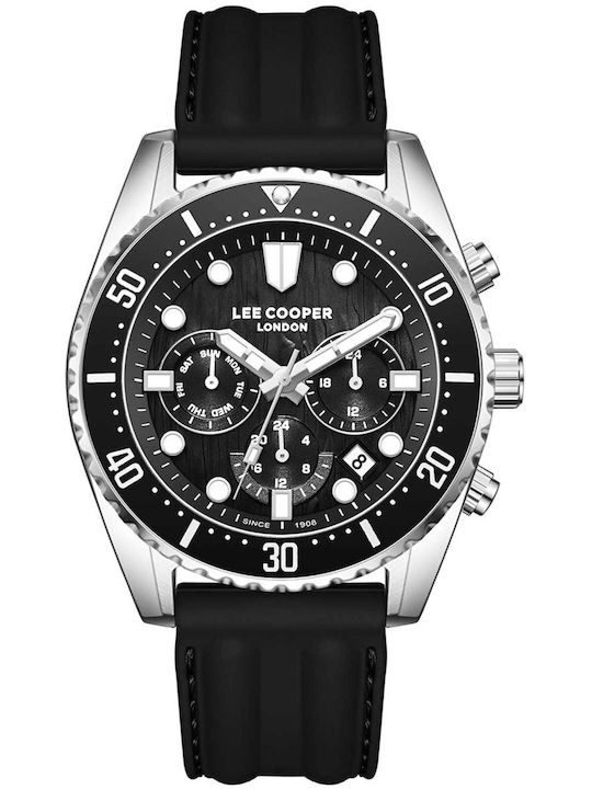 Lee Cooper Dual Time Men's Battery Watch with Black Rubber Strap