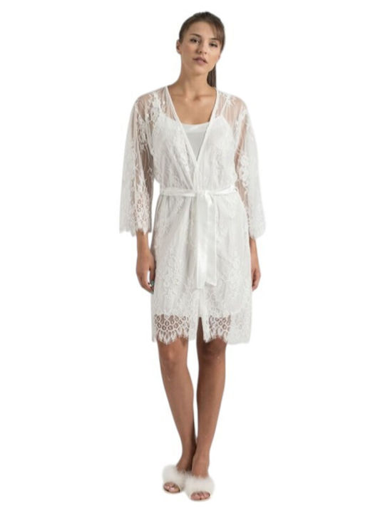 Jeannette Lingerie Summer Women's Robe with Nightgown Ecru