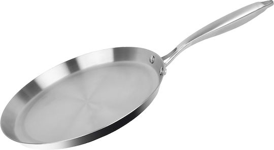 Cheffinger 28 Cm Stainless Steel Crepe Pan Compatible All Heat Sources Induction Silver