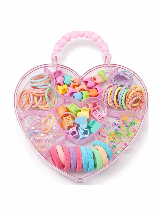 Kinder Haarspangen Set mit Gummiband, Haarspange und Herz