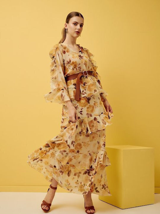 Maxi Φούστα Floral Κίτρινο