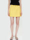 Λινή Ψηλόμεση Mini Φούστα Yellow