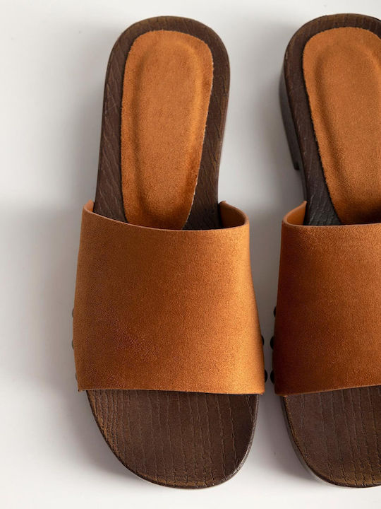 Bozikis Flat Suede Mules In Brown Color K26-301...